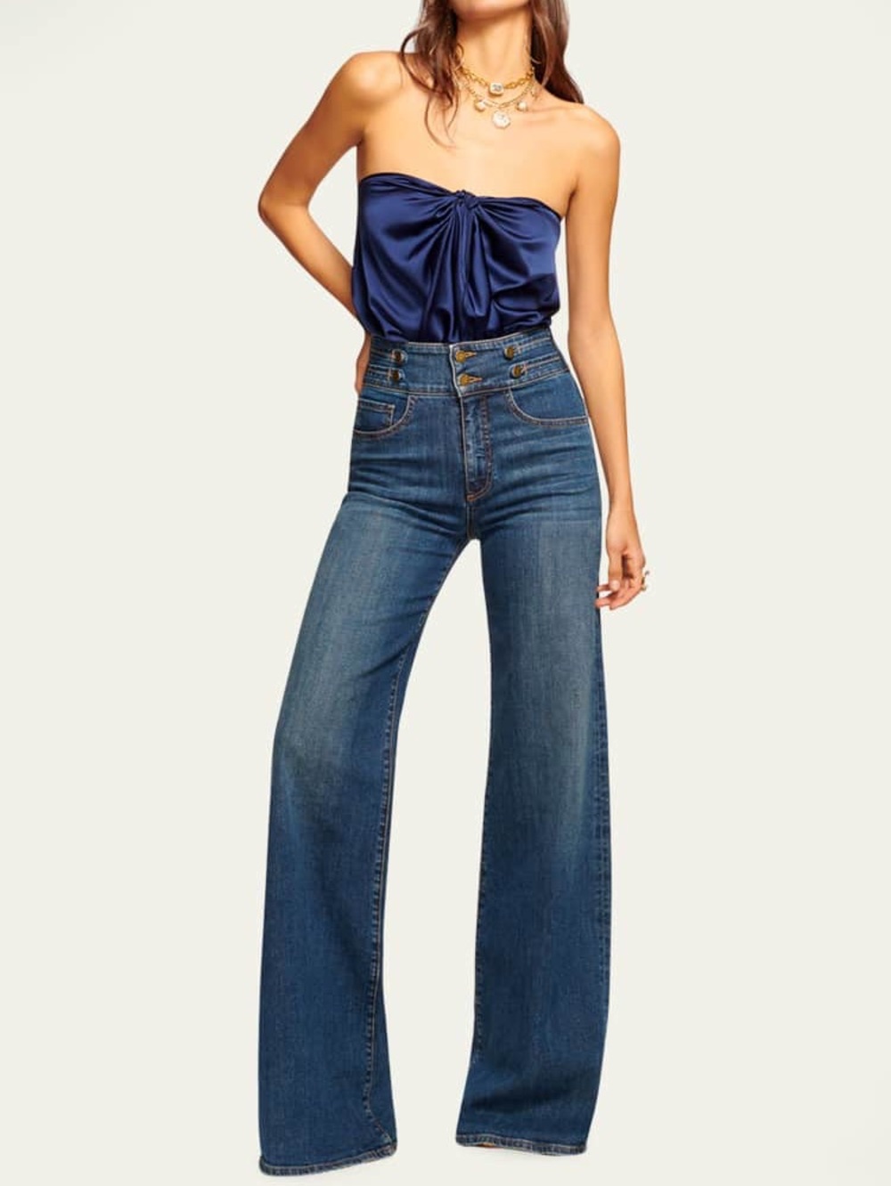 Ramy Brook Liv High Rise Flare Jeans Size 27 Wide Waistband Made USA EUC